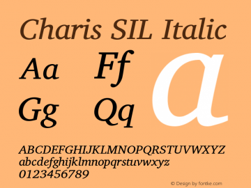 Charis SIL Italic Version 4.104 Font Sample