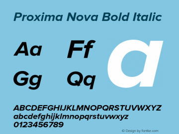 Proxima Nova Rg Bold Italic Version 1.000;PS 001.000;hotconv 1.0.38 Font Sample