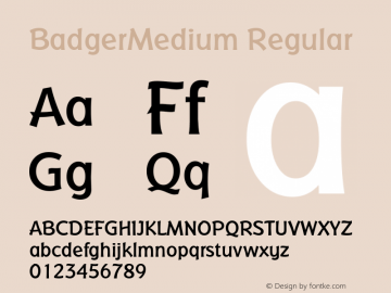 BadgerMedium Regular Macromedia Fontographer 4.1 5/2/03图片样张
