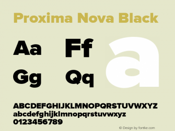 Proxima Nova Bl Black Version 2.003 Font Sample