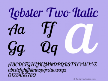 LobsterTwo-Italic Version 1.006 Font Sample