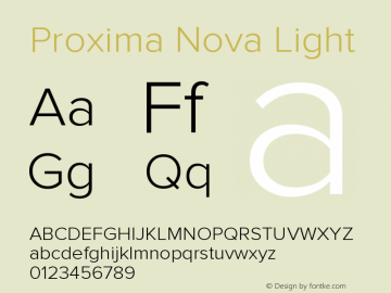 Proxima Nova Light Version 2.003 Font Sample