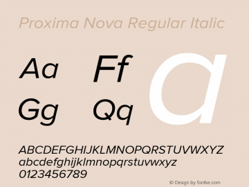 Proxima Nova Regular Italic Version 2.003 Font Sample