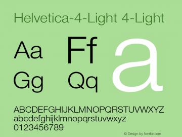 Helvetica-4-Light Version 001.000 Font Sample