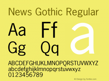 News Gothic Regular 001.001 Font Sample