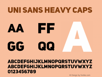 Uni Sans Heavy CAPS Regular Version 001.029 Font Sample