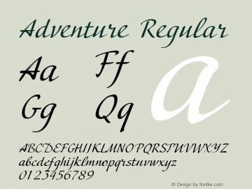 Adventure Regular Version 1.000 2001 initial release Font Sample