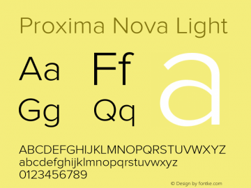Proxima Nova Lt Regular Version 1.000;PS 001.000;hotconv 1.0.38 Font Sample