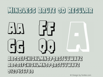 Mindless Brute 3D Version 1.00 August 1, 2016, initial release Font Sample
