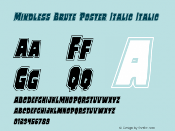 Mindless Brute Poster Italic Italic Version 1.00 August 1, 2016, initial release Font Sample