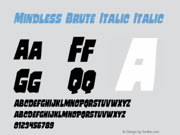 Mindless Brute Italic Italic Version 1.00 August 1, 2016, initial release Font Sample