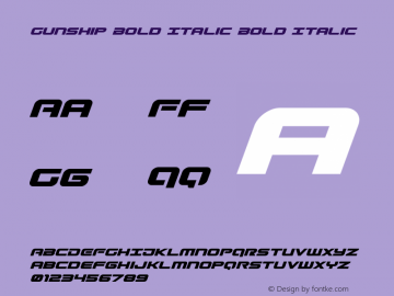 Gunship Bold Italic Bold Italic Version 5.00 August 1, 2016 Font Sample