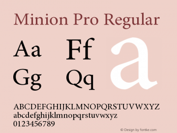 MinionPro-Regular Version 2.068;PS 2.000;hotconv 1.0.57;makeotf.lib2.0.21895 Font Sample