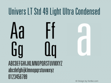 UniversLTStd-LightUltraCn OTF 1.029;PS 001.000;Core 1.0.33;makeotf.lib1.4.1585 Font Sample