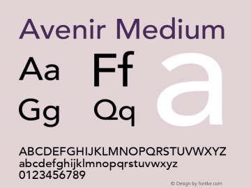 Avenir Medium 8.0d5e3 Font Sample