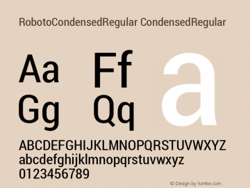 Roboto Condensed Regular Version 1.100138; 2012 Font Sample