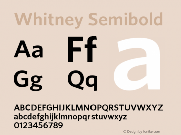 Whitney-Semibold Version 1.200 Pro Font Sample
