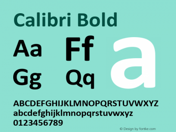 Calibri Bold Version 5.62 Font Sample