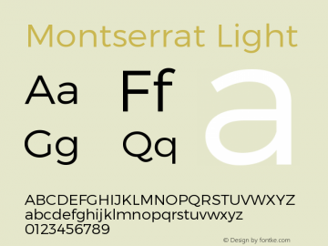 Montserrat Light Version 1.000;PS 002.000;hotconv 1.0.70;makeotf.lib2.5.58329 DEVELOPMENT Font Sample