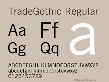 TradeGothic 001.001 Font Sample