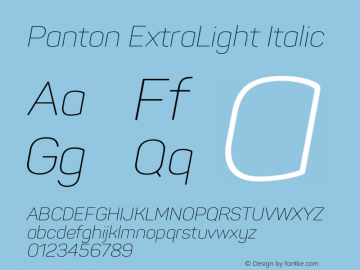 Panton-ExtraLightItalic Version 1.000 Font Sample