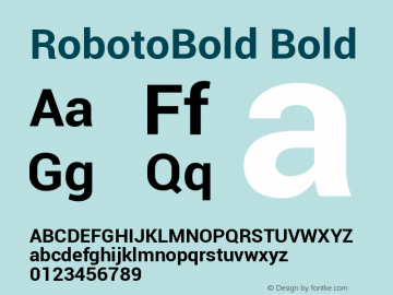 Roboto Bold Version 1.00000; 2011 Font Sample