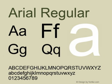 Arial Regular Version 3.00 Font Sample