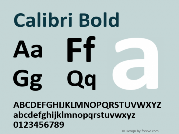 Calibri Bold Version 5.62 Font Sample