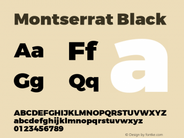 Montserrat Black Regular Version 3.100;PS 003.100;hotconv 1.0.88;makeotf.lib2.5.64775 Font Sample