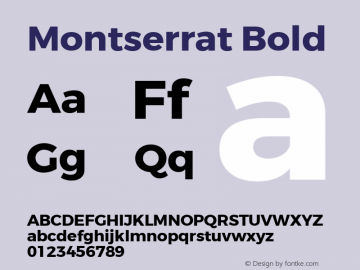 Montserrat Bold Version 3.100;PS 003.100;hotconv 1.0.88;makeotf.lib2.5.64775 Font Sample