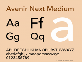 Avenir Next Medium 8.0d2e1 Font Sample