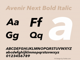 Avenir Next Bold Italic 12.0d1e9 Font Sample