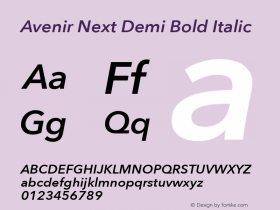 Avenir Next Demi Bold Italic 12.0d1e9 Font Sample