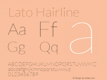Lato Hairline Regular Version 1.104; Western+Polish opensource Font Sample