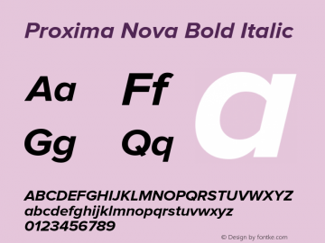 Proxima Nova Rg Bold It Version 2.003 Font Sample