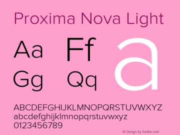 Proxima Nova Lt Light Version 2.003 Font Sample
