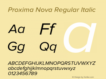 Proxima Nova Rg Regular It Version 2.003 Font Sample