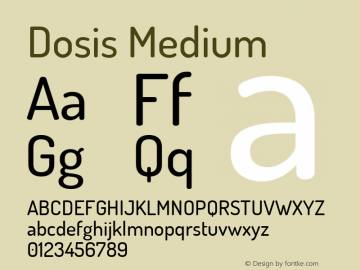 Dosis Medium Version 1.007 Font Sample