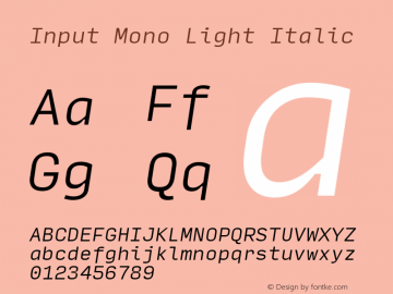 InputMono LightIta Version 0.000;PS 0.0;hotconv 1.0.72;makeotf.lib2.5.5900图片样张
