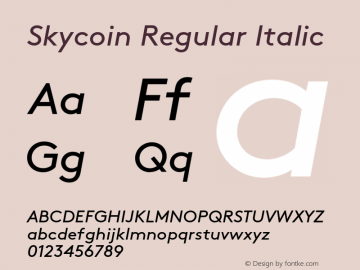 Skycoin-RegularItalic 001.000 Font Sample