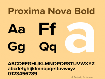Proxima Nova Bold Version 3.014;PS 003.014;hotconv 1.0.88;makeotf.lib2.5.64775 Font Sample