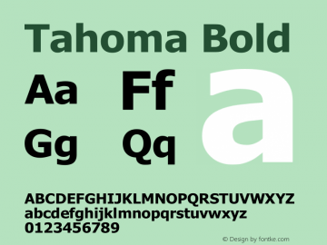 Tahoma Bold Version 6.96 Font Sample