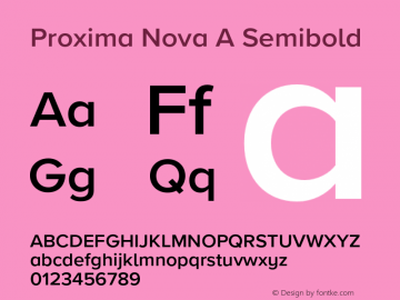 Proxima Nova A Semibold Version 3.014;PS 003.014;hotconv 1.0.88;makeotf.lib2.5.64775 Font Sample