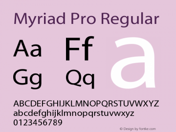 MyriadPro-Regular Version 2.007;PS 002.000;Core 1.0.38;makeotf.lib1.7.9032 Font Sample