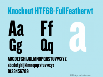 Knockout-HTF68-FullFeatherwt Version 001.000 Font Sample