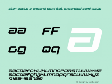 Star Eagle 2 Expand Semi-Ital Version 1.0; 2019 Font Sample