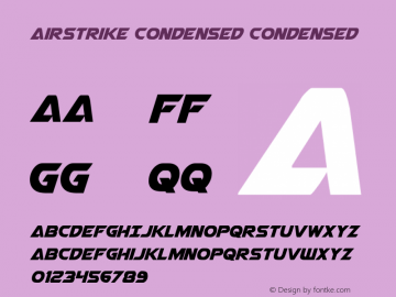 Airstrike Condensed Version 1.0; 2013 Font Sample