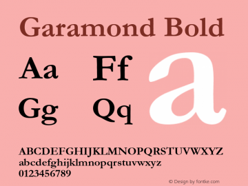 Garamond Bold Version 2.20 Font Sample