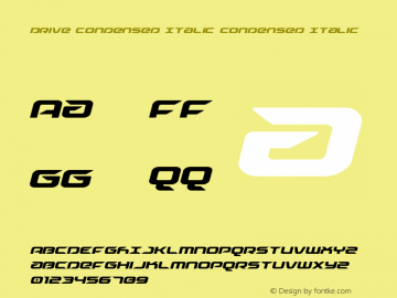 Drive Condensed Italic Version 1.2; 2019图片样张