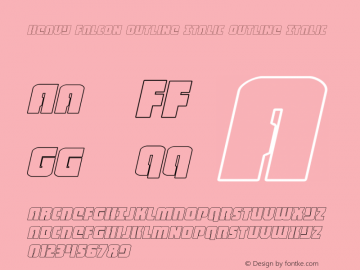 Heavy Falcon Outline Italic Version 1.0; 2019 Font Sample